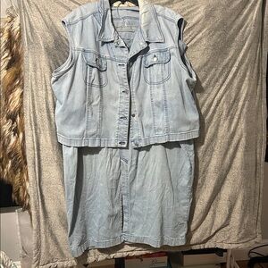 Monroe & Main Light Blue Denim Vest and Dress Set